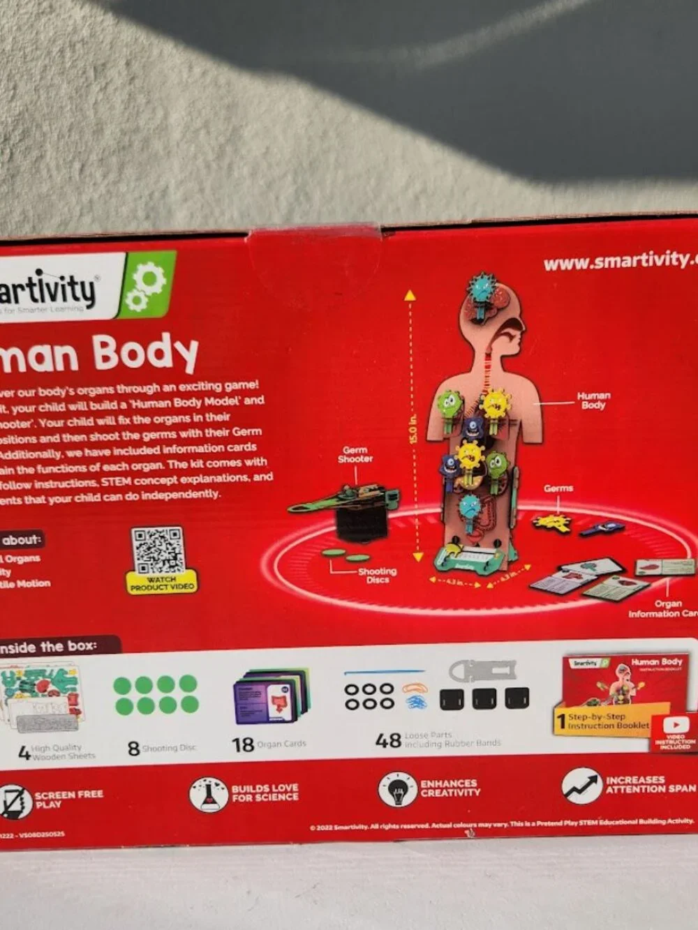 New Smartivity Human Body DIY Stem Kit Set Science Experiment Anatomy Biology 3D